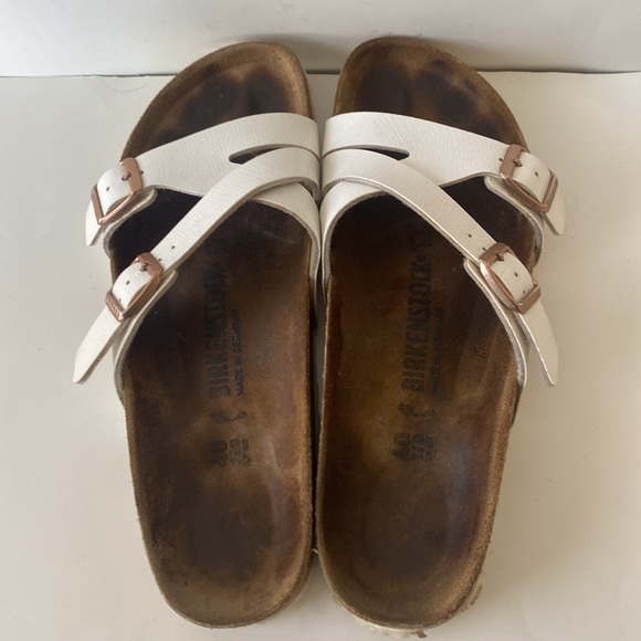 BIRKENSTOCK Yao Birko-Flor Patent Women's Sanda Patent White Sz L 9 M 7 - Picture 6 of 15